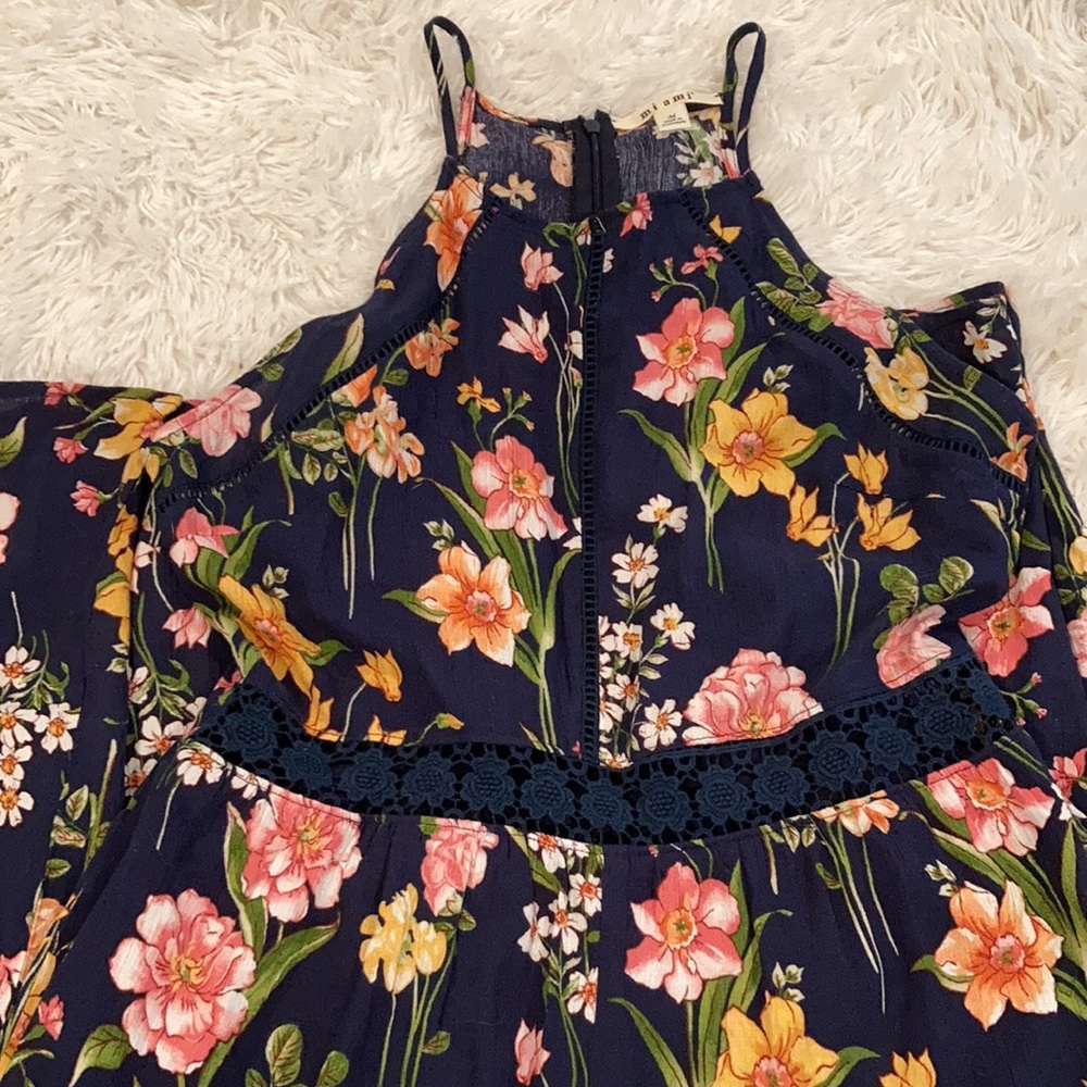 Miami brand floral halter pant jumpsuit Sz M